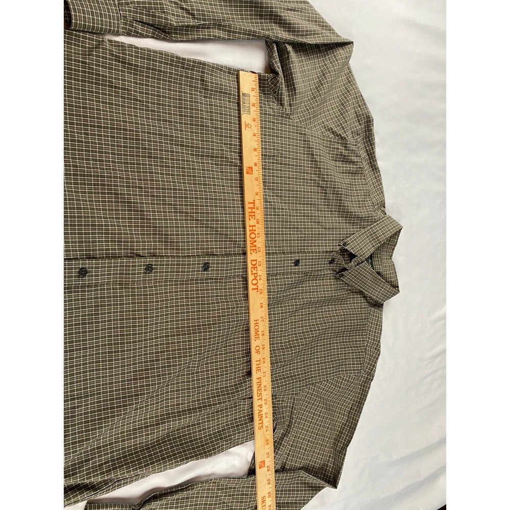 Eddie Bauer Button Down Shirt Mens XL Tall Olive Green Ex Grid Relaxed Fit - Picture 8 of 8